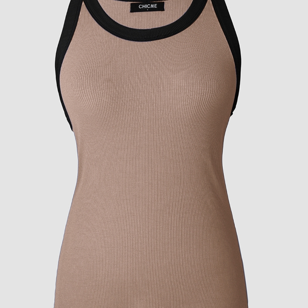 ChicMe Women's Tan and Black Tank Tops